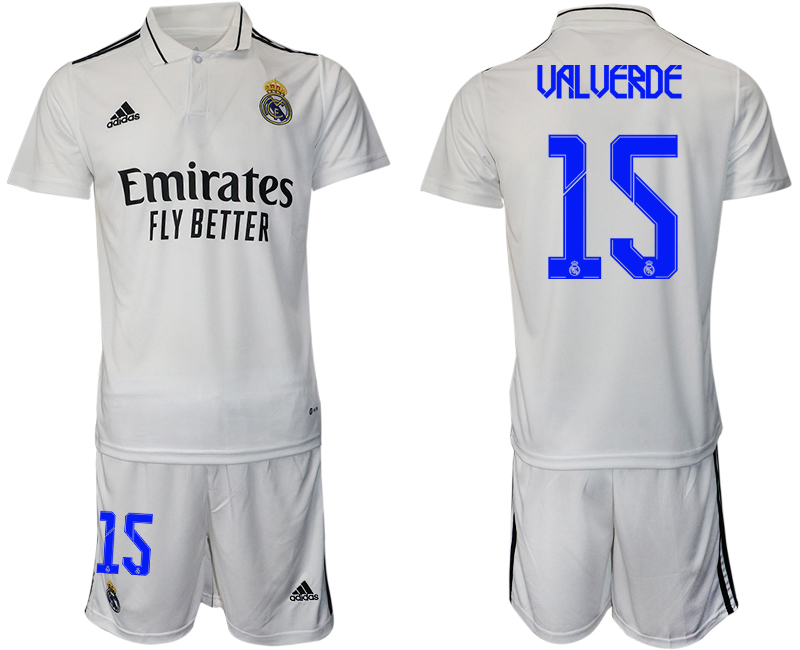 Men 2022-2023 Club Real Madrid home white #15 Adidas Soccer Jersey->real madrid jersey->Soccer Club Jersey